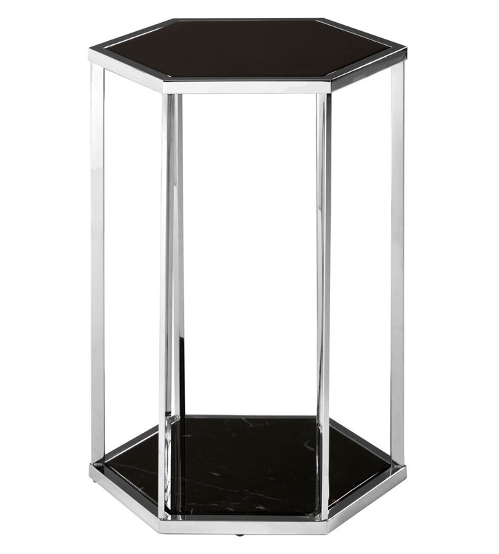 End Table, Silver, Black