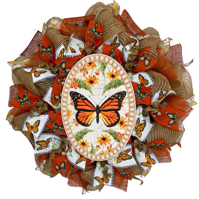 Couronne de bienvenue monarque papillon faite à la main