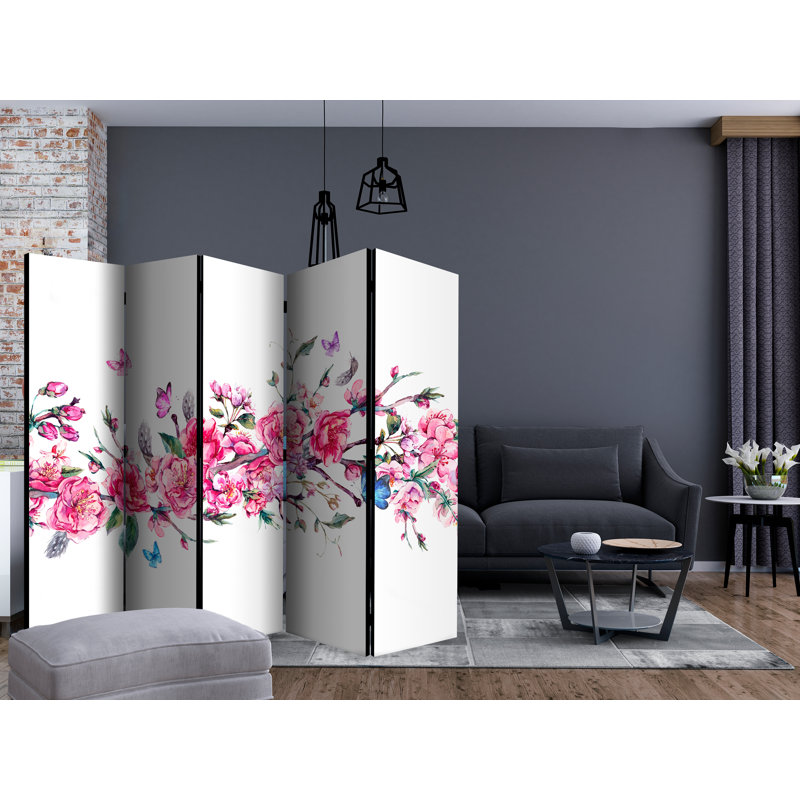 225cm W x 172cm H 5 - Panel Wood Folding Room Divider