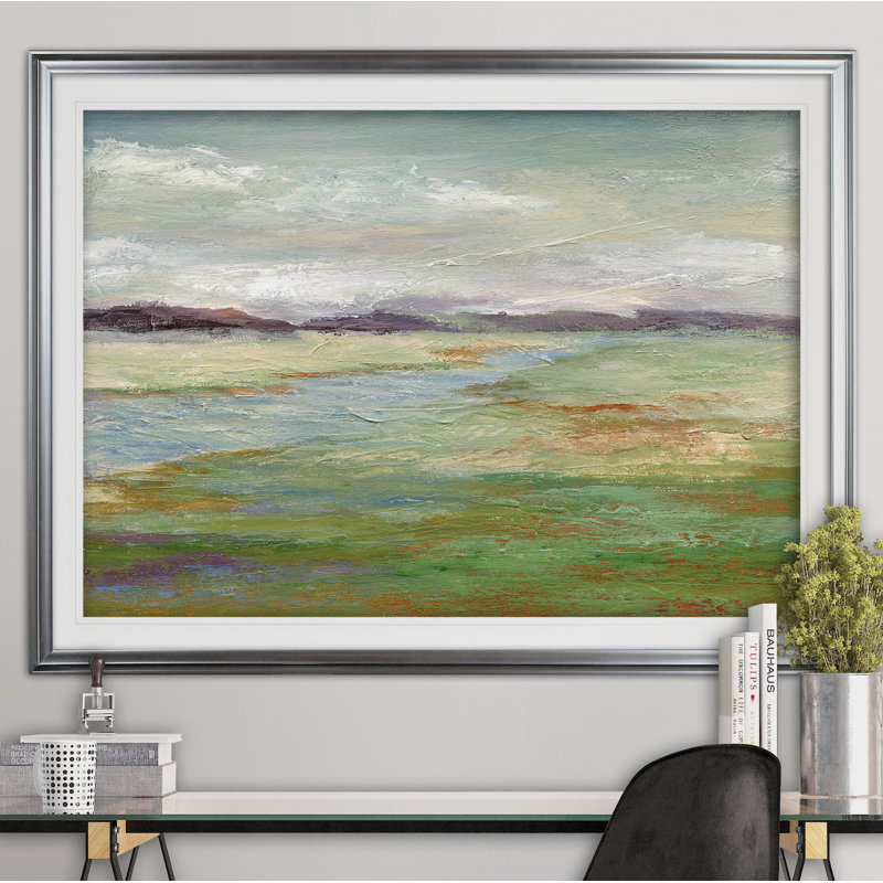 « pré stream ii », reproduction de peinture à l’acrylique encadrée, Argent, H 28 po x l 38 po x P 1,5 po