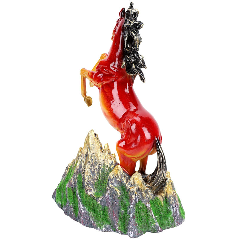 Statue cheval debout, sculpture, figurine, sculpture animalière pour bureau à domicile, restaurants, brun rouge