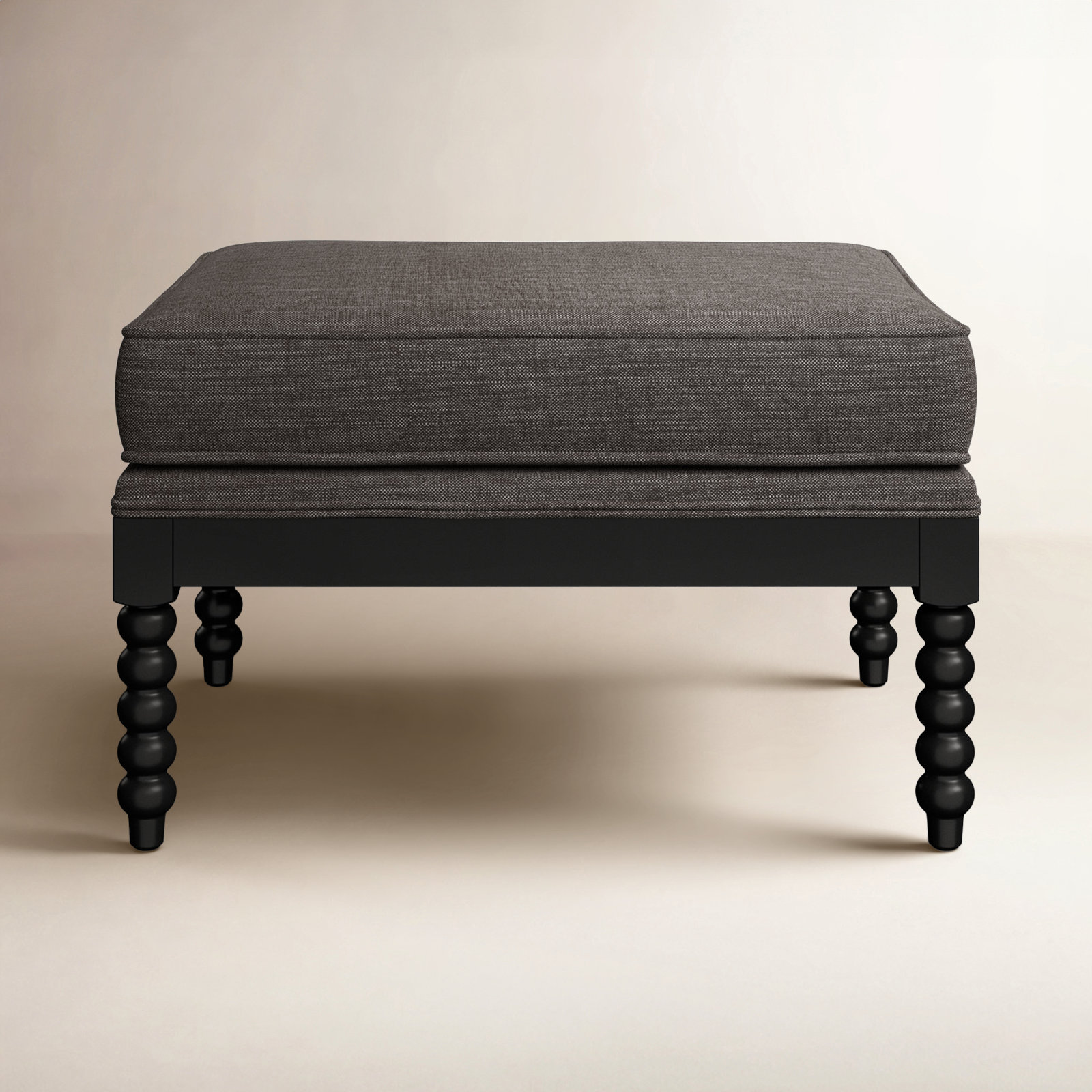 Berk Upholstered Ottoman, Gray, Black