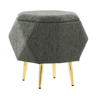 Stylish Fabric With Gold Metal Legs, Removable Lid Storage, 17" Width, 16" Depth, 18.61" Height, Assembly Required And For Indoor Use, Multi - Purpose Needed