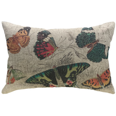  Butterfly Lithograph Linen Lumbar Pillow