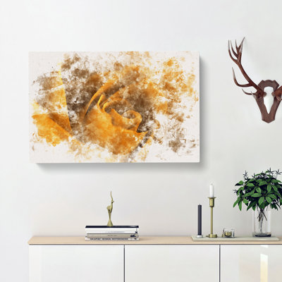 Golden Rose Flower - Wrapped Canvas