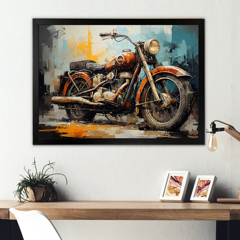 Rustic Motocyle Odyssey, H 12 po x l 20 po x P 1 po, Cadre simple noir