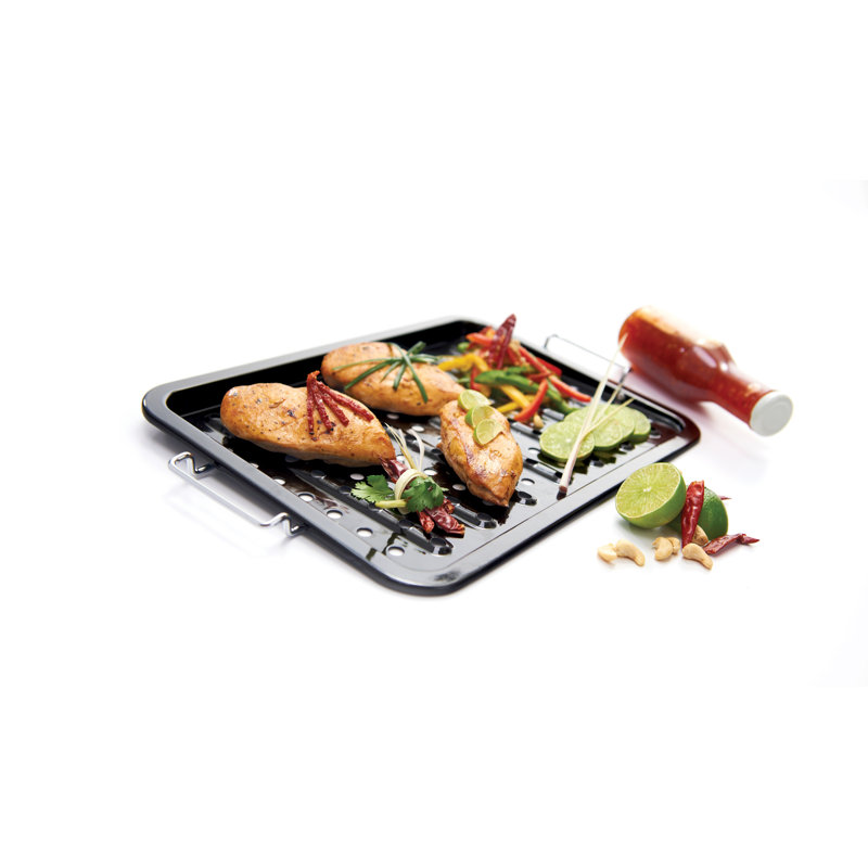 Black Porcelain Grill Topper with Stainless Steel Handles