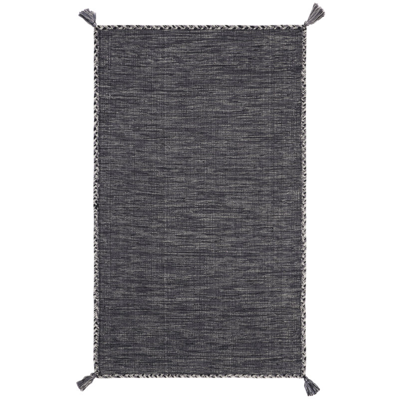 Amaral Hand Woven Cotton Solid Color Rug, Rectangle 3' x 5'