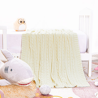 Cable Knit Toddler Blanket, 100% Pure Cotton Baby Blanket, 30x40 Inches - NTBAY