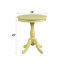 Table d'appoint de style transitionnel jaune avec plateau en bois massif et piédestal