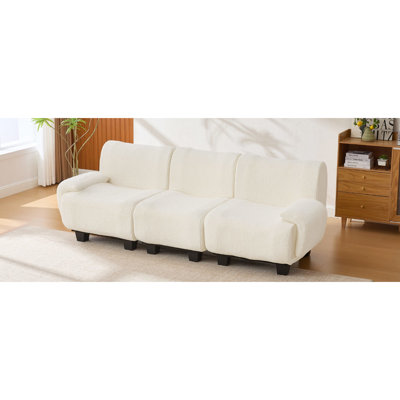Boneless Space-saving Chenille Sofas, Modern Beige Living Room Couch With Plush Comfort