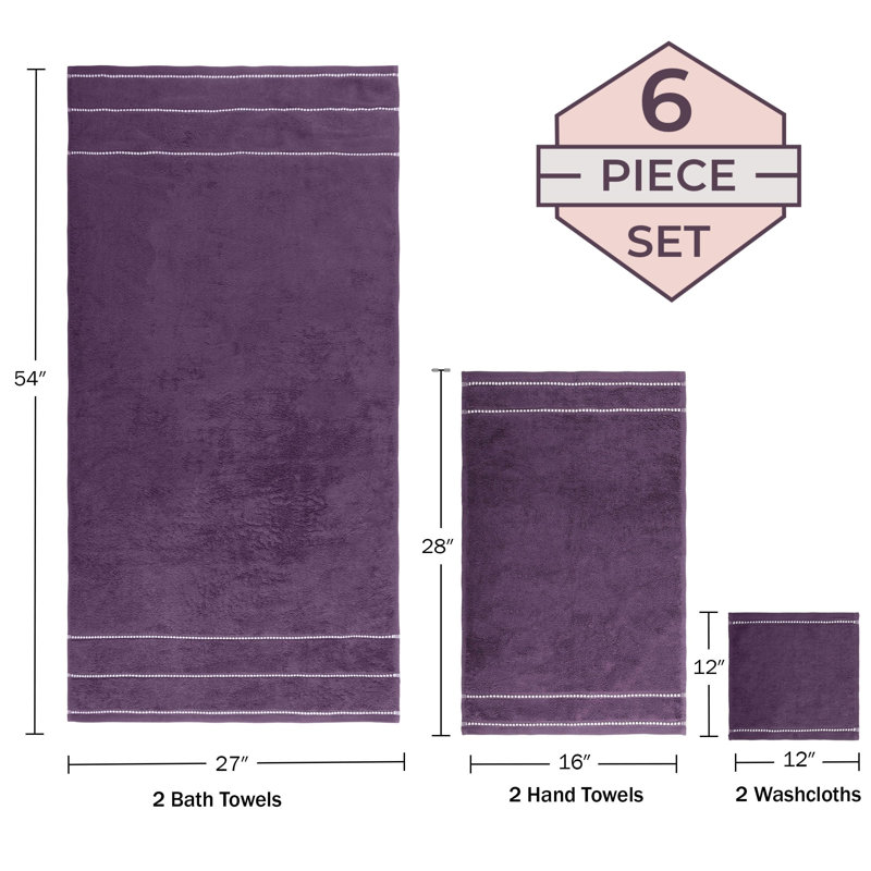 Ensemble de 6 serviettes de bain (mauve), Mauve