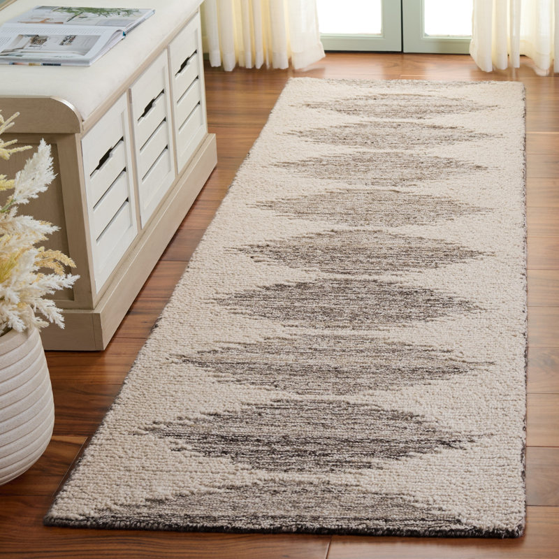 Tapis abstrait en laine touffeté à la main Abstract, Tapis de couloir 2 pi 3 po x 8 pi