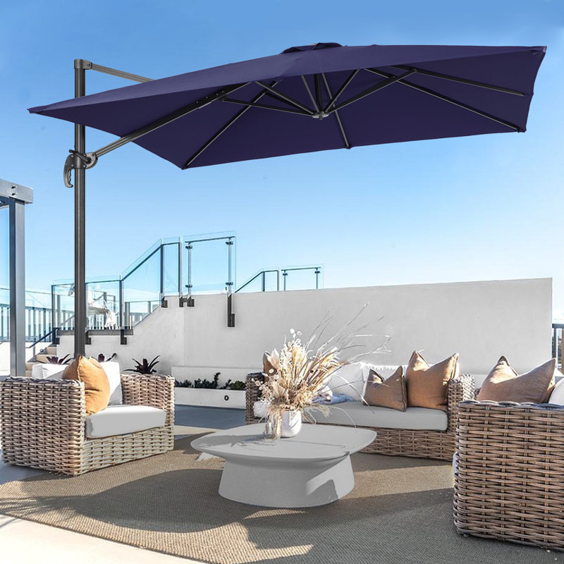 Denise 10' x 8' Rectangular Cantilever Patio Umbrella, Navy Blue