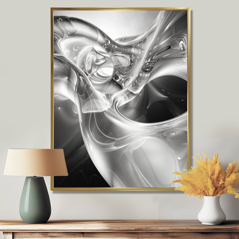 Gris noir et acier abstrait Serenade III - reproduction d'art abstrait, H 44 po x l 34 po x P 1,5 po