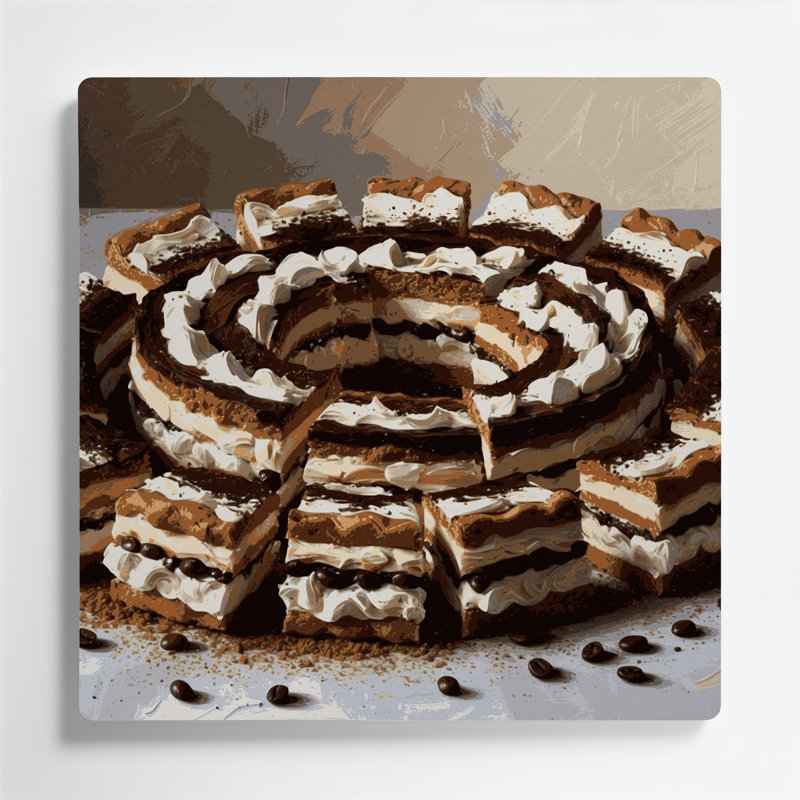 Desserts tiramisu, art mural en métal beige, H 32 po x l 32 po