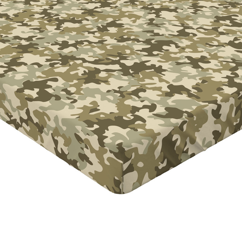 Ambesonne Fitted Sheet 2-Pack, Twin XL Fitted Sheet, Khaki/Olive Green Camouflage