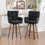 Swivel Upholstered Counter Stool with Solid Wood Frame-455983315