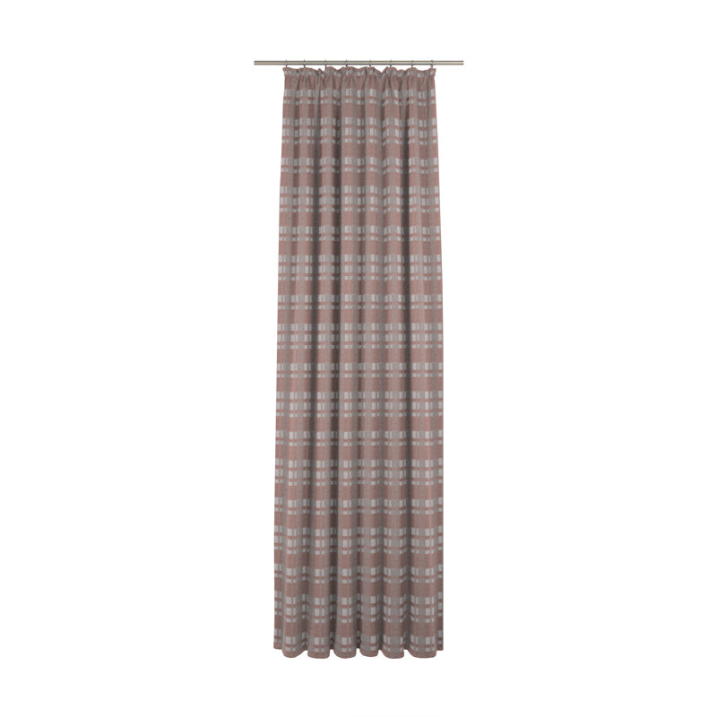 Devore Pencil Pleat Opaque Curtain, 175cm H x 132cm W, Pink/Grey