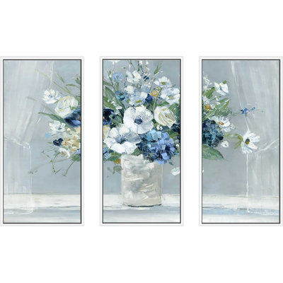 " Be Happy Blue " 3 - Pieces Painting Print