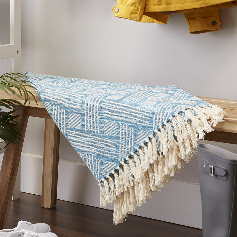 Gray Cotton Basketweave Throw Blanket with Fringe, 50x60