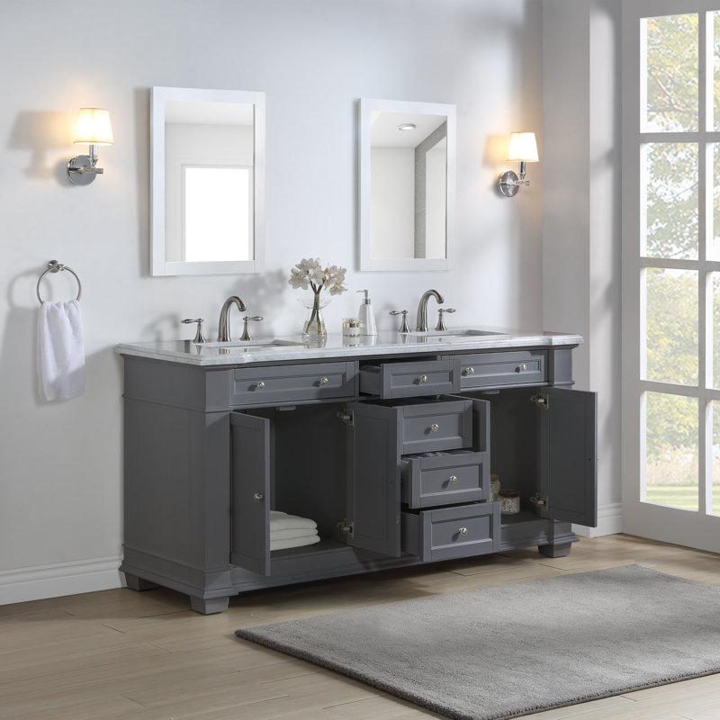 Claridge 72" Double Bathroom Vanity Set, Gray