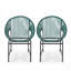 Ensemble de chaises d'extérieur en osier, rotin PE bleu sarcelle et structure en fer durable, sièges élégants et résistants aux intempéries pour deux-741745243