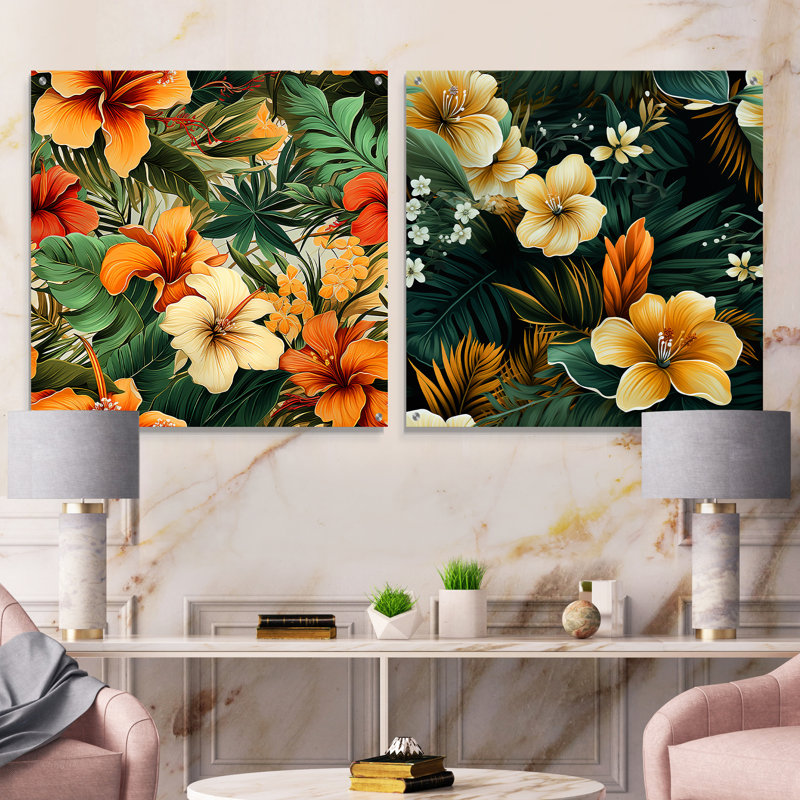 Cerita - Ensemble de 2 verres muraux en acrylique Coastal Tropical, H 36 po x l 73 po