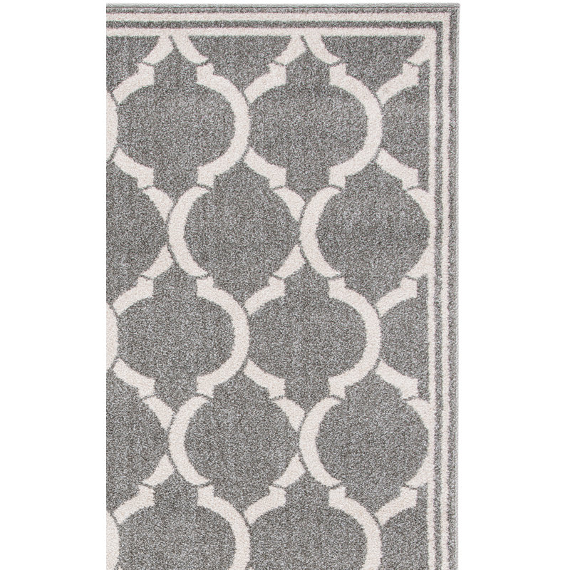 Tapis géométrique gris foncé / beige Ammundsen, Tapis de couloir 2 pi 3 po x 7 pi