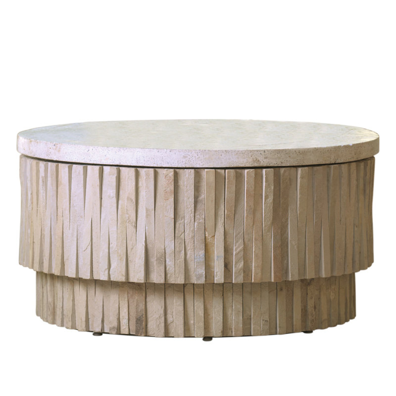 Desert Stone Round Outdoor Coffee Table with Removable Top