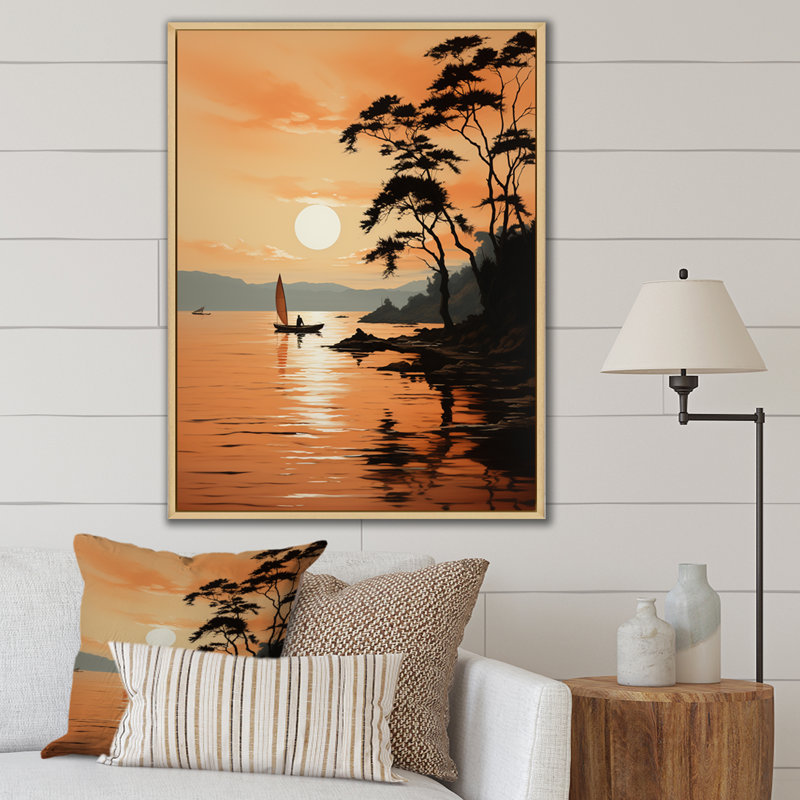 Edwinton Golden Sunrise Silhouetted I sur toile, H 32 po x l 16 po x P 1 po, Cadre naturel flottant