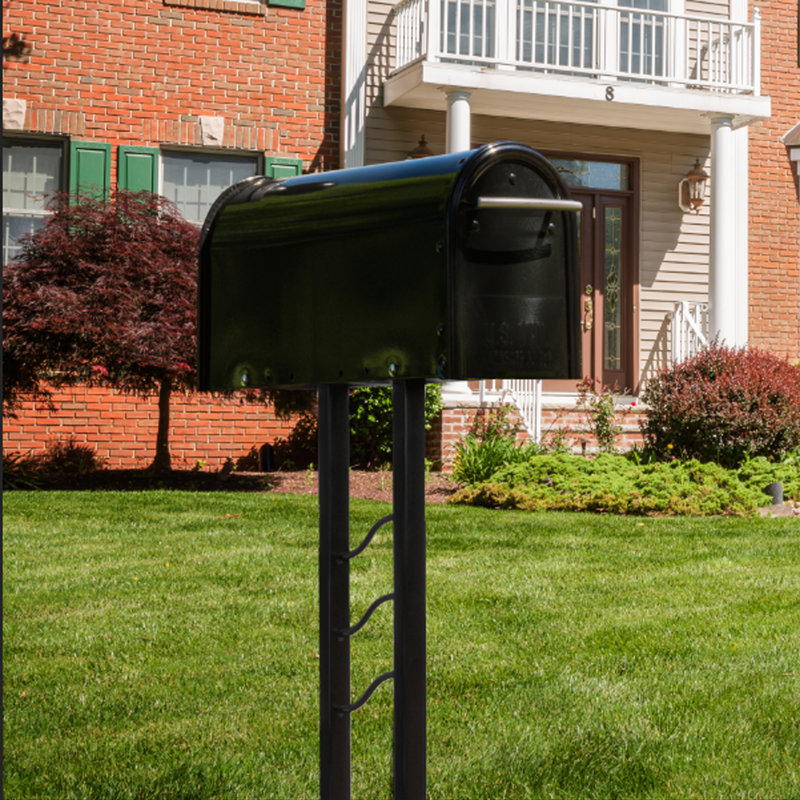 Montroso Galvanized Steel, Easy-Install, In-Ground Mailbox Post, Black