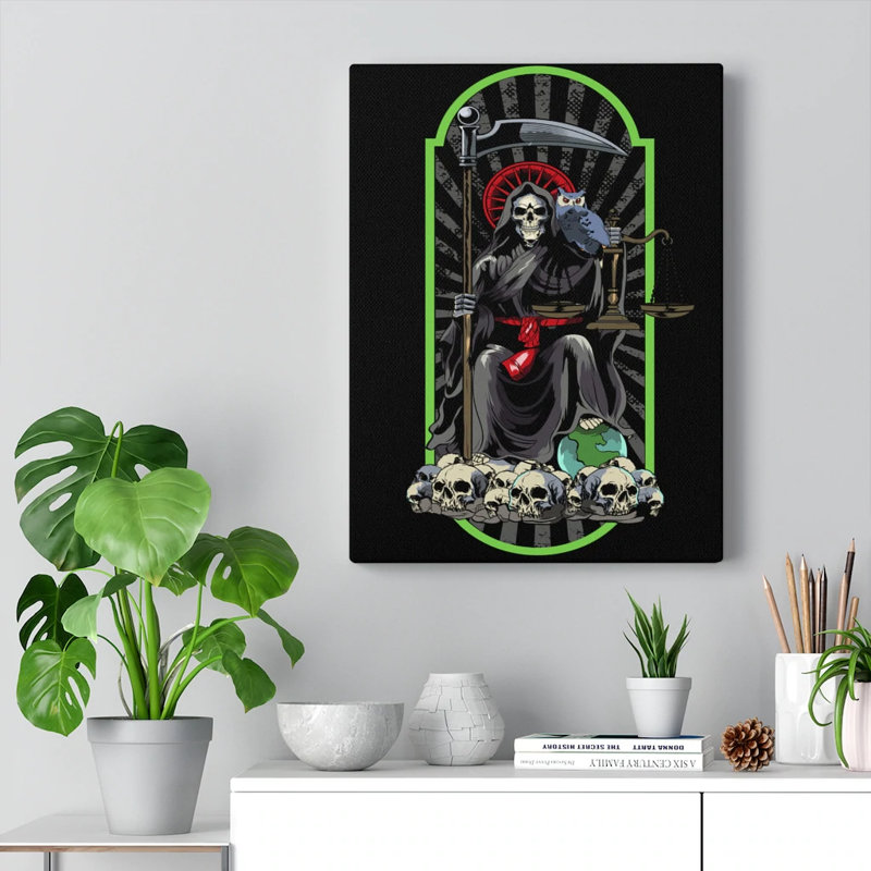 Art mural Santa de Santa Muerte, impression sur toile tendue prête à être accrochée_112312, H 24 po x l 18 po x P 1,25 po