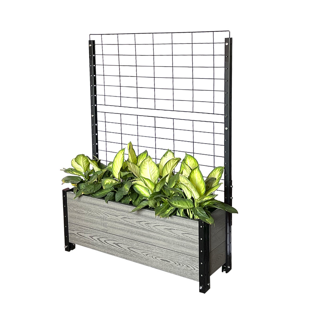Trough Planter Box Raised Garden Bed With Trellis Wood Plastic Composite Vertical Garden EverBloom