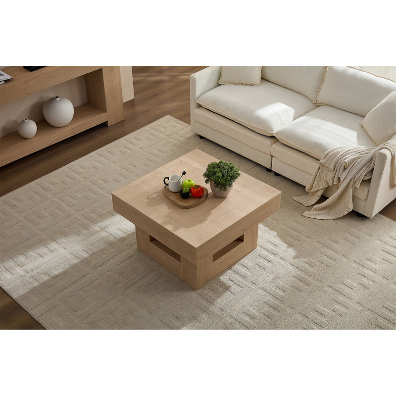 Table basse rustique carrée, Natural Wood