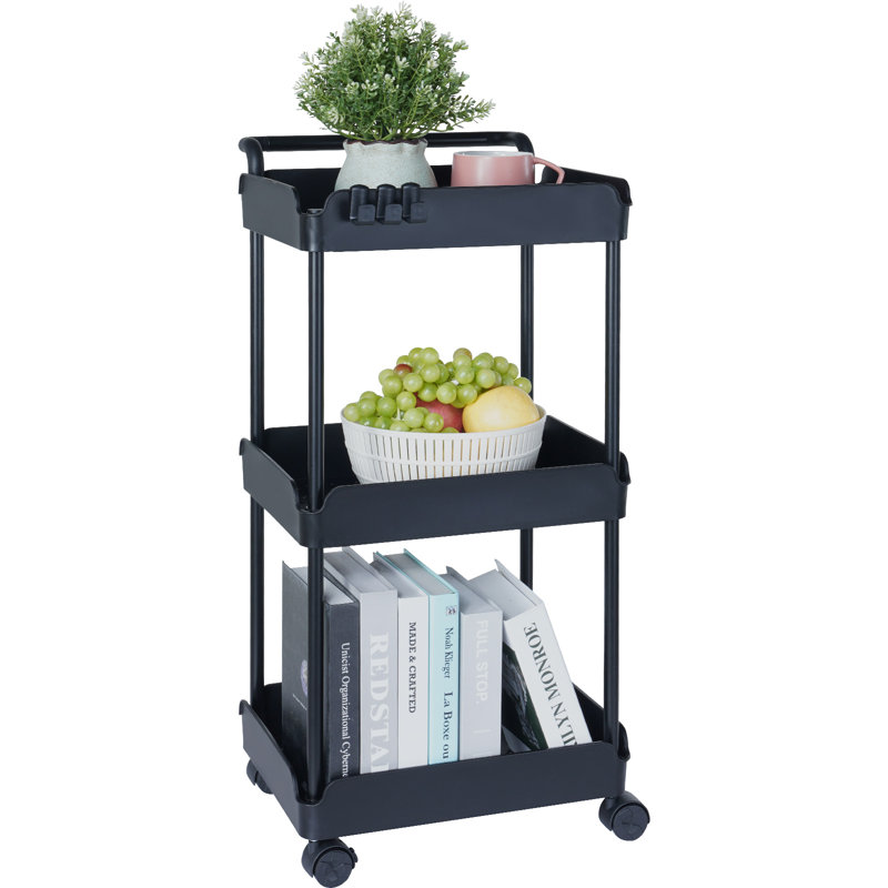 29.96'' H x 14.57'' W Utility Cart with Wheels, Black