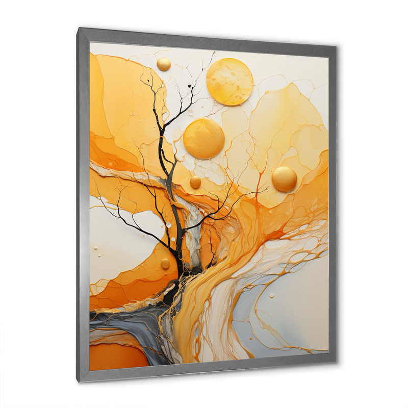 «Silence Of The Tree Full Moon Forest Scene - Landscape Trees», reproduction d'art sur toile, Cadre simple argenté