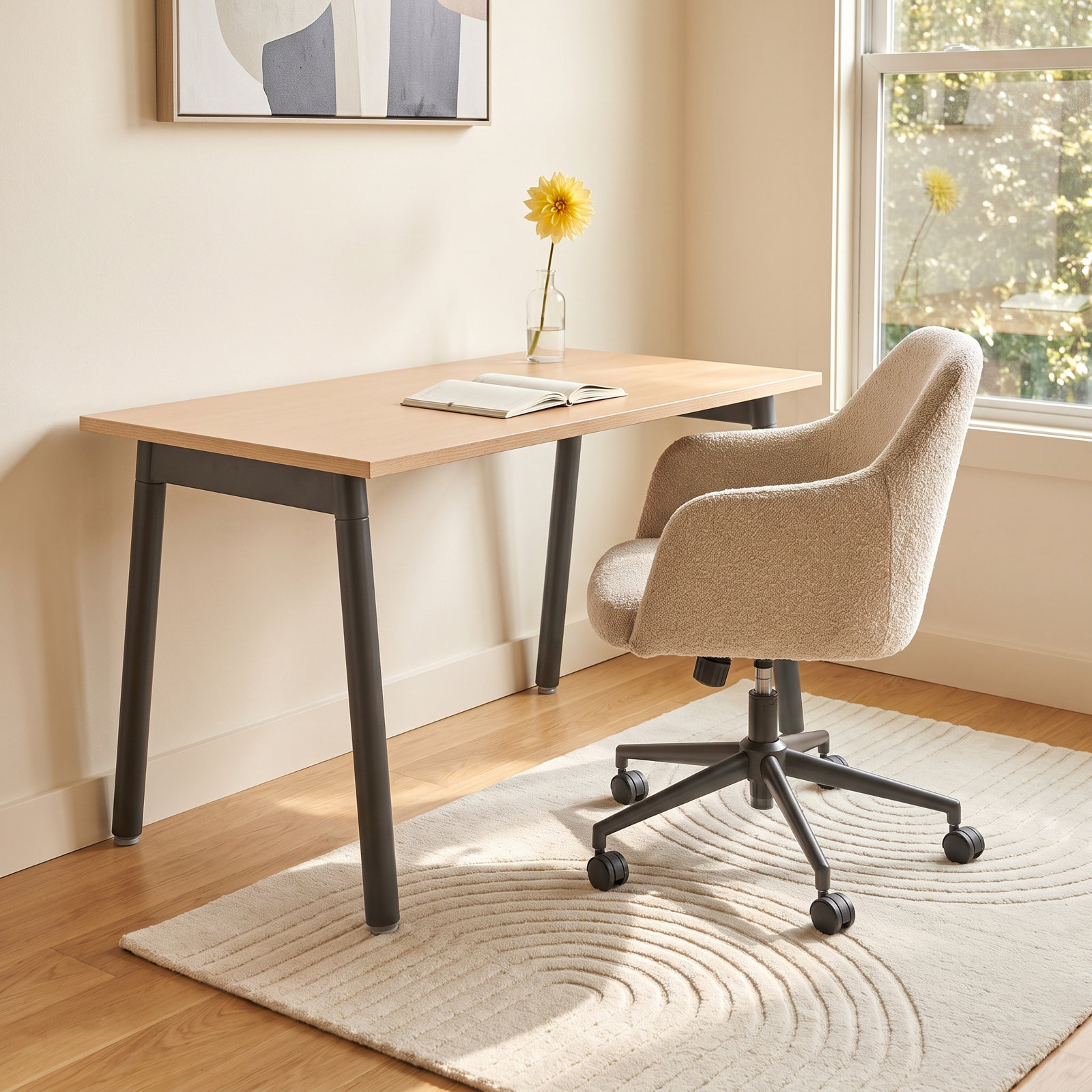 Series A Writing Desk, Natural Oak/Charcoal, 47"L x 27"D x 29"H