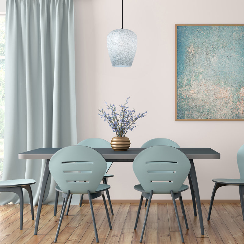 7.8"W Cindy Glam Blue And White Globe Shade Pendant Light - Latitude Run®