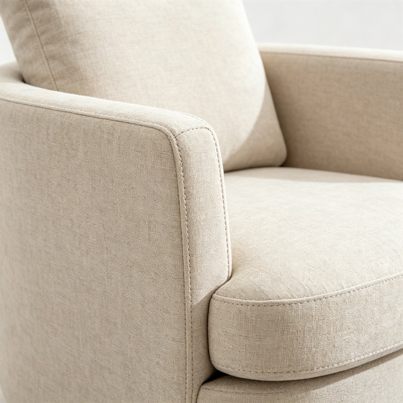 31.9"W Chenille Swivel Accent Barrel Chair And Comfy Round Accent Sofa Chair For Living Room, Beige