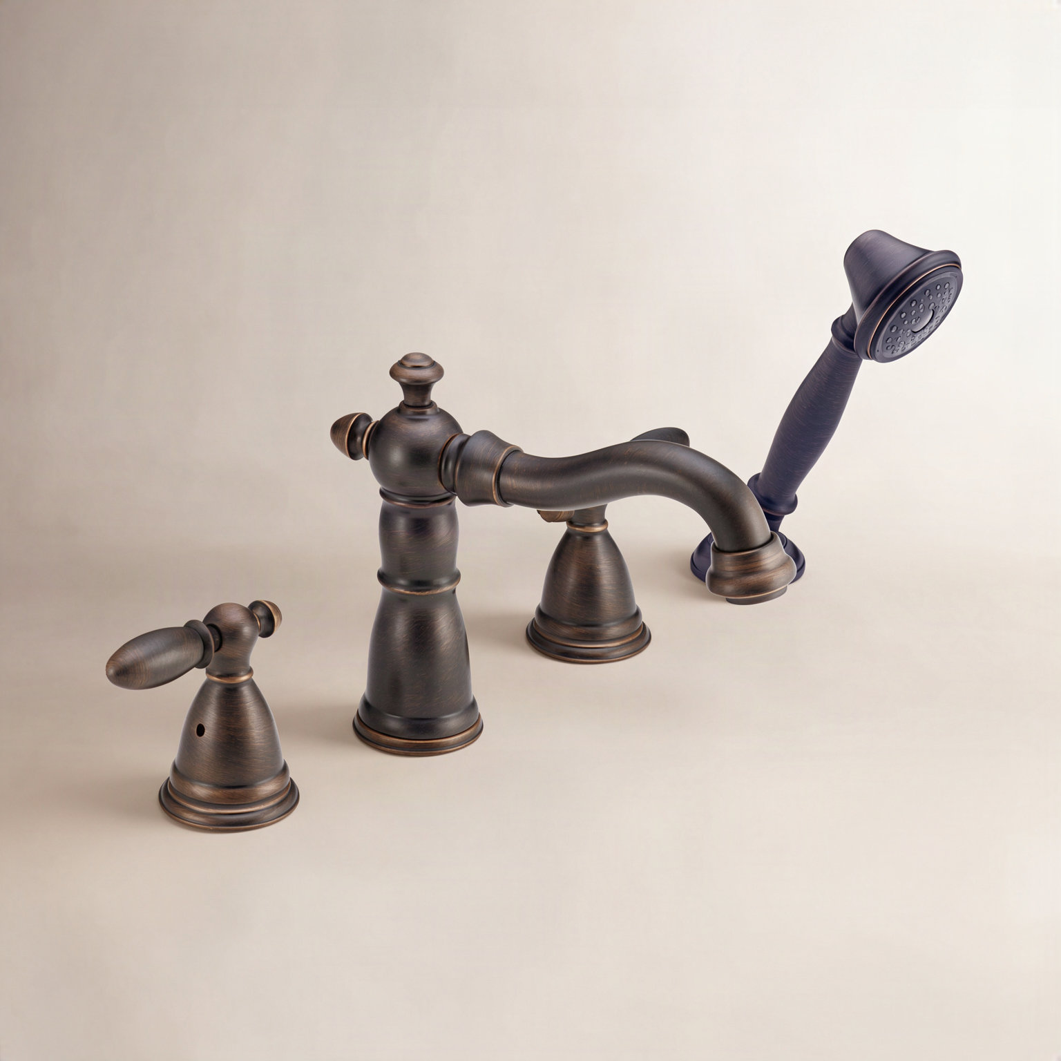 Victorian Deck Tub Filler with Handshower, Venetian Bronze