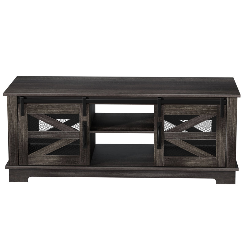 48" Farmhouse Coffee Table With Sliding Barn Door,Rustic Center Table With Hidden Storage Compartment, Adjustable Shelf For Living Room,Office