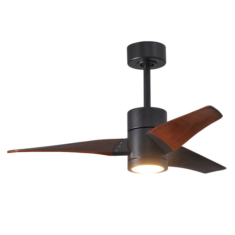Ceiling Fan with LED Lights, Matte Black, Walnut Tone, 42"