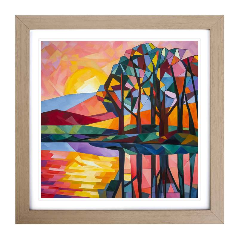 Sunrise Cubism - Framed Print, Oak