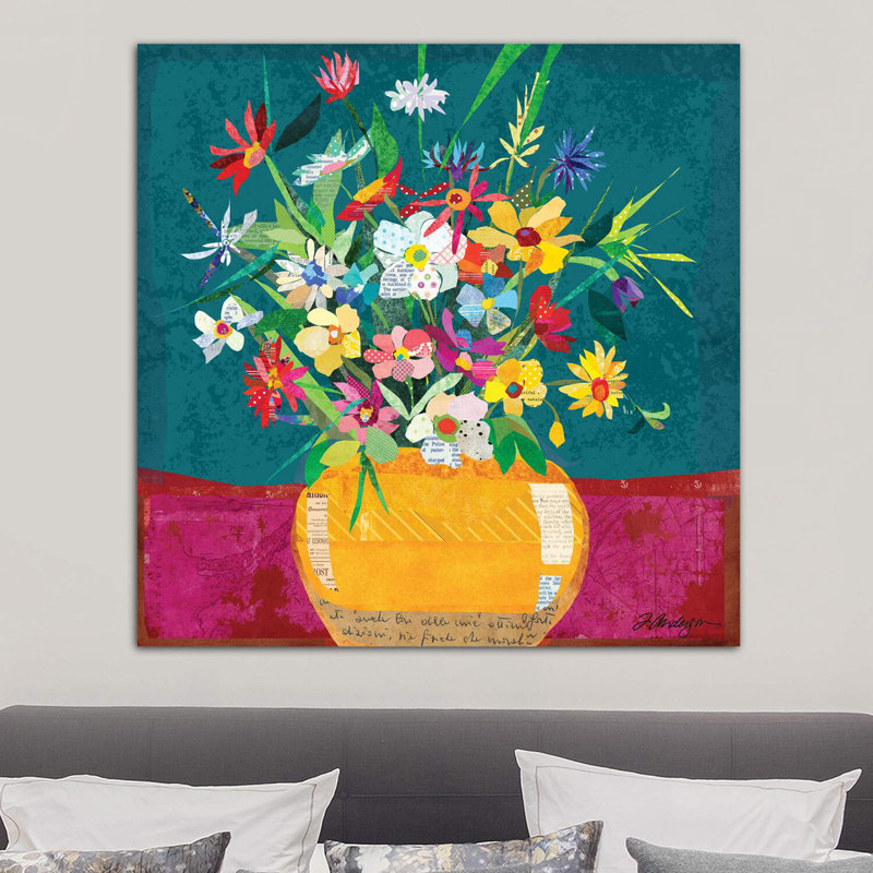 Collage Flower Pot Still Life 1 Piece Wrapped Canvas Wall Art, 93.98cm H x 93.98cm W x 3.81cm D
