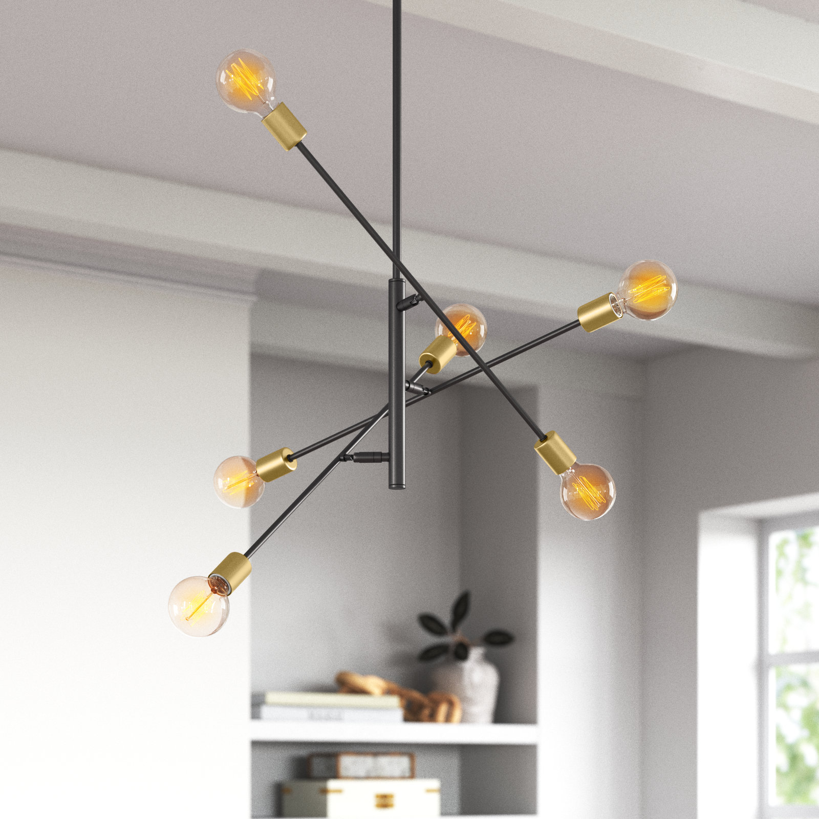 Mardiros 6-Light Chandelier, Oil Rubbed Bronze/Natural Brass