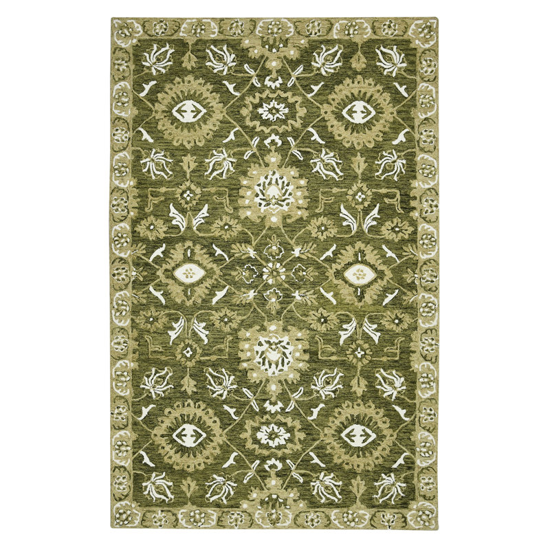 Dorceans Transitional Floral Hand-Hooked New Zealand Wool Area Rug, Rectangle 8' x 10'