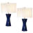 24.5in Blue Modern Sculpted Ceramic Table Lamps