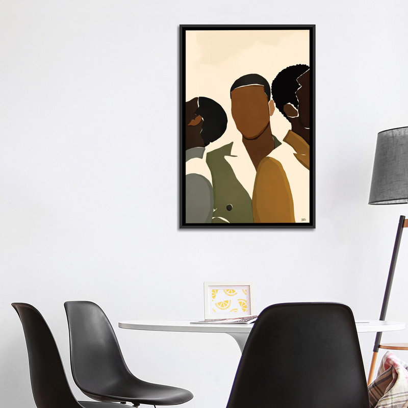 Impression d’art graphique, "Brothers" par Brie Nicole, H 40 po x l 26 po x P 1,5 po, Toile avec cadre noir, Pas de tapis