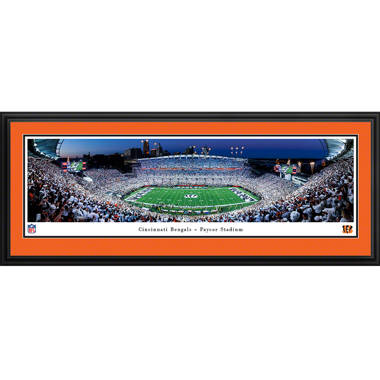 Cincinnati Bengals Night Football - 44x18-Inch Double Mat, Deluxe Framed Picture by Blakeway Panoramas